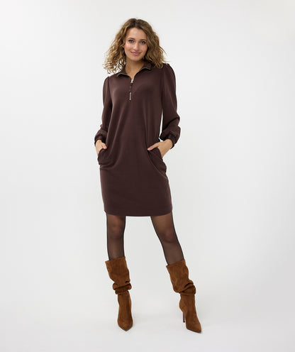 Buttery Soft Modal 1/4 Zip Dress. Style ESQF2405501