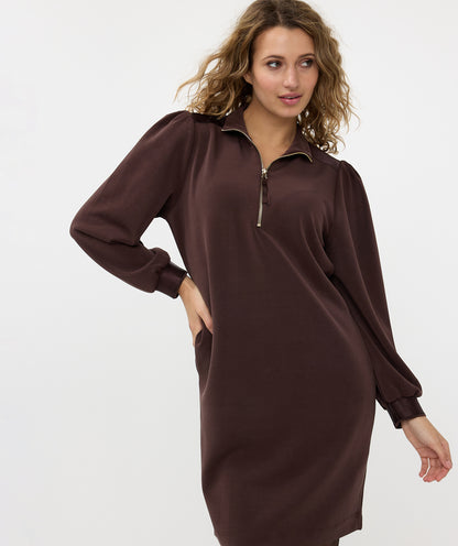 Buttery Soft Modal 1/4 Zip Dress. Style ESQF2405501