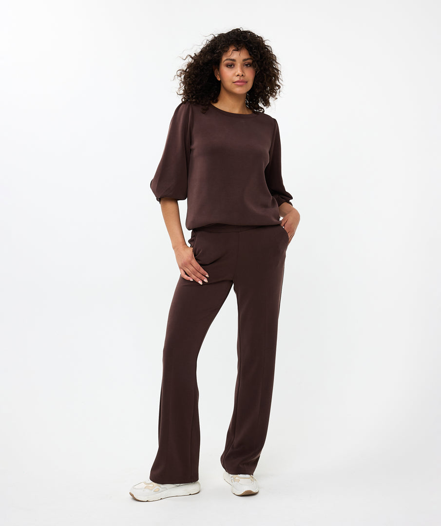 Buttery Soft Modal Twisted Sleeve Top. Style ESQF2405504