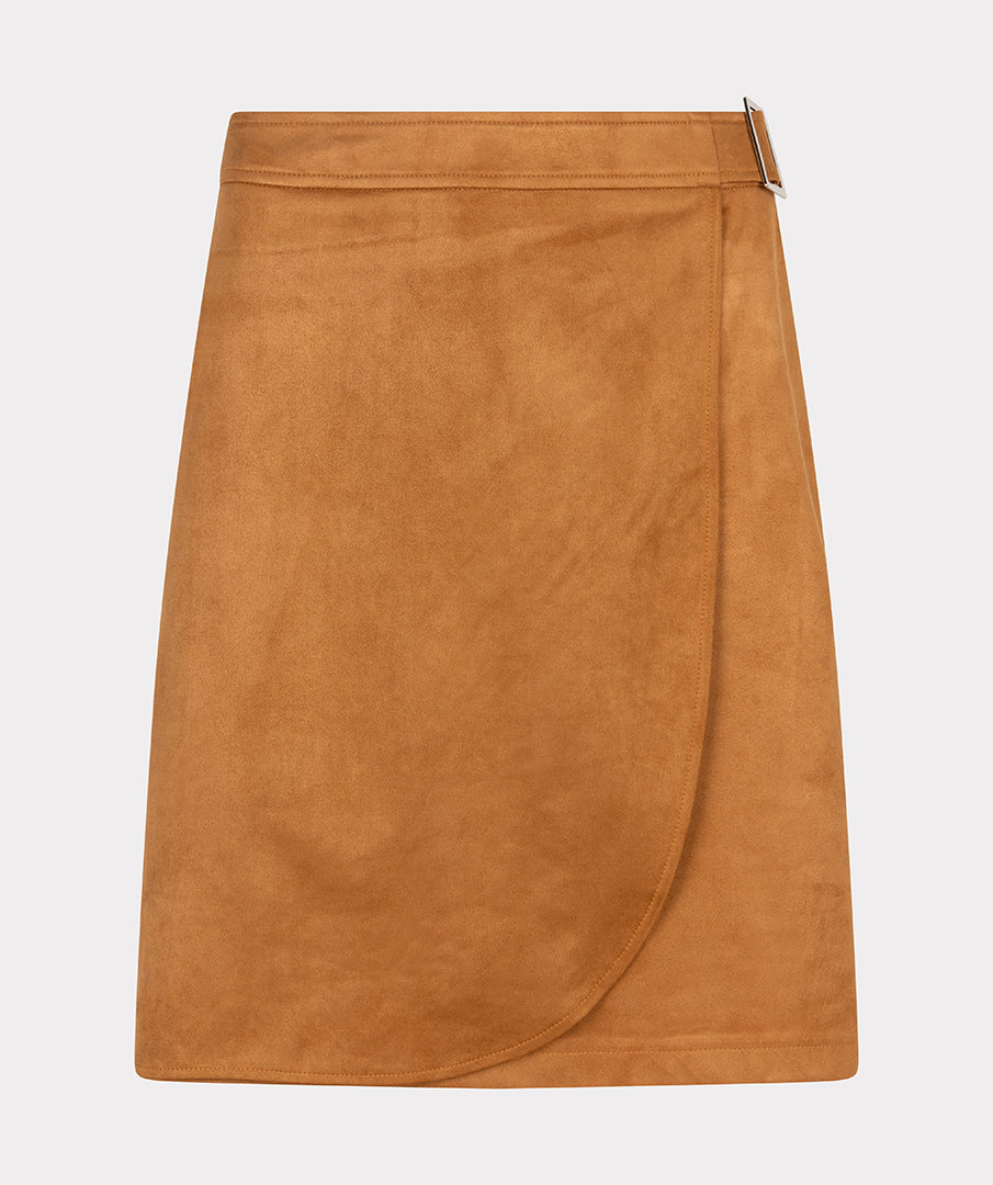 Faux Suede Wrap Front Skirt. Style ESQF2410507