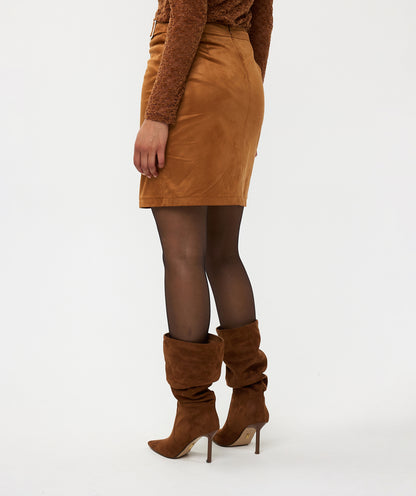 Faux Suede Wrap Front Skirt. Style ESQF2410507