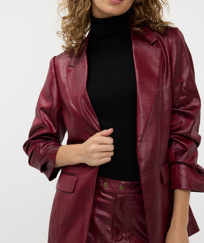 Metallic Scrunched Sleeve Blazer. Style ESQF2410553