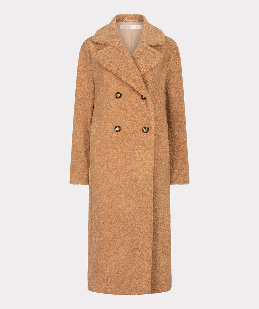 Double Breasted Long Teddy Bear Coat. Style ESQF2437518