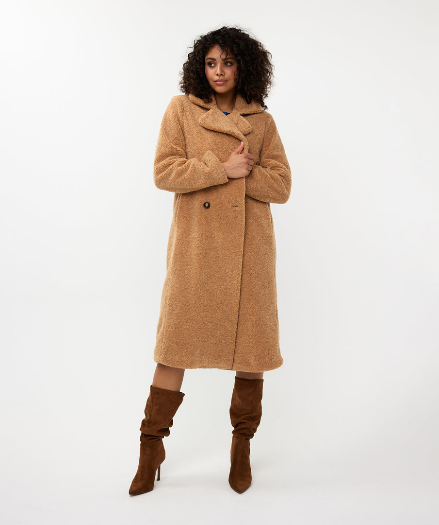 Double Breasted Long Teddy Bear Coat. Style ESQF2437518