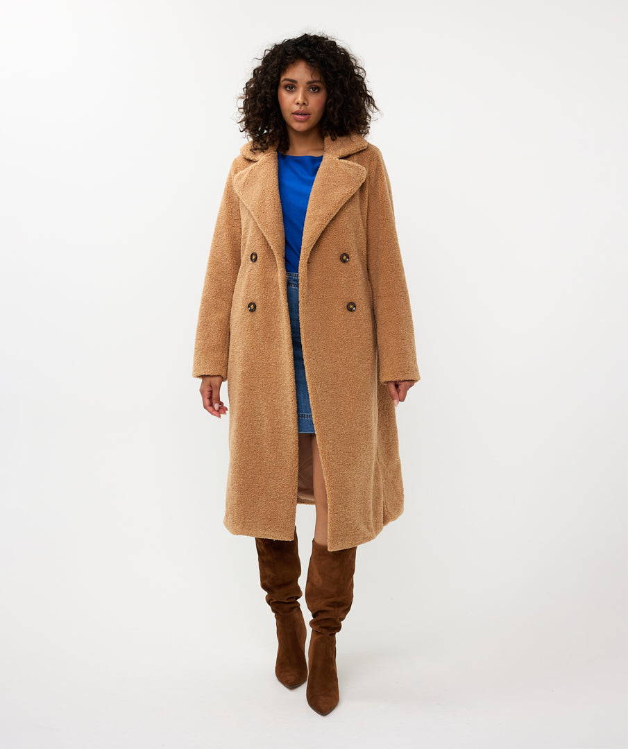 Double Breasted Long Teddy Bear Coat. Style ESQF2437518