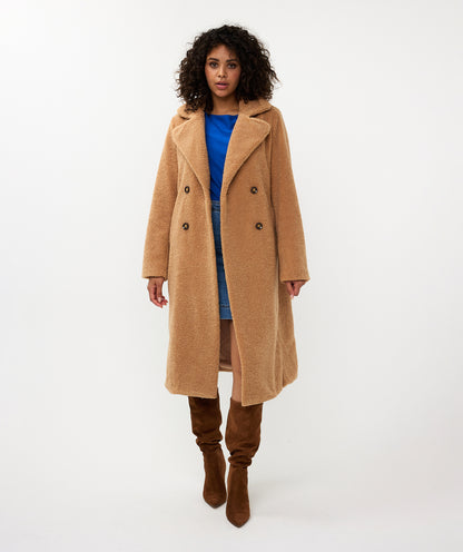 Double Breasted Long Teddy Bear Coat. Style ESQF2437518