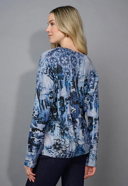 Drawstring Hem Printed Rhinestone Top. Style PYFC190GM