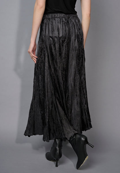 Long Black Crinkle Fabric Skirt. Style PYFM885