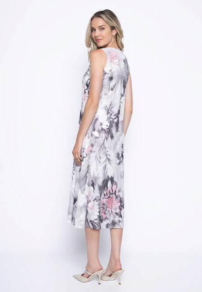 Sleeveless Printed Clipped Jacquard Dress. Style PYGC6141P