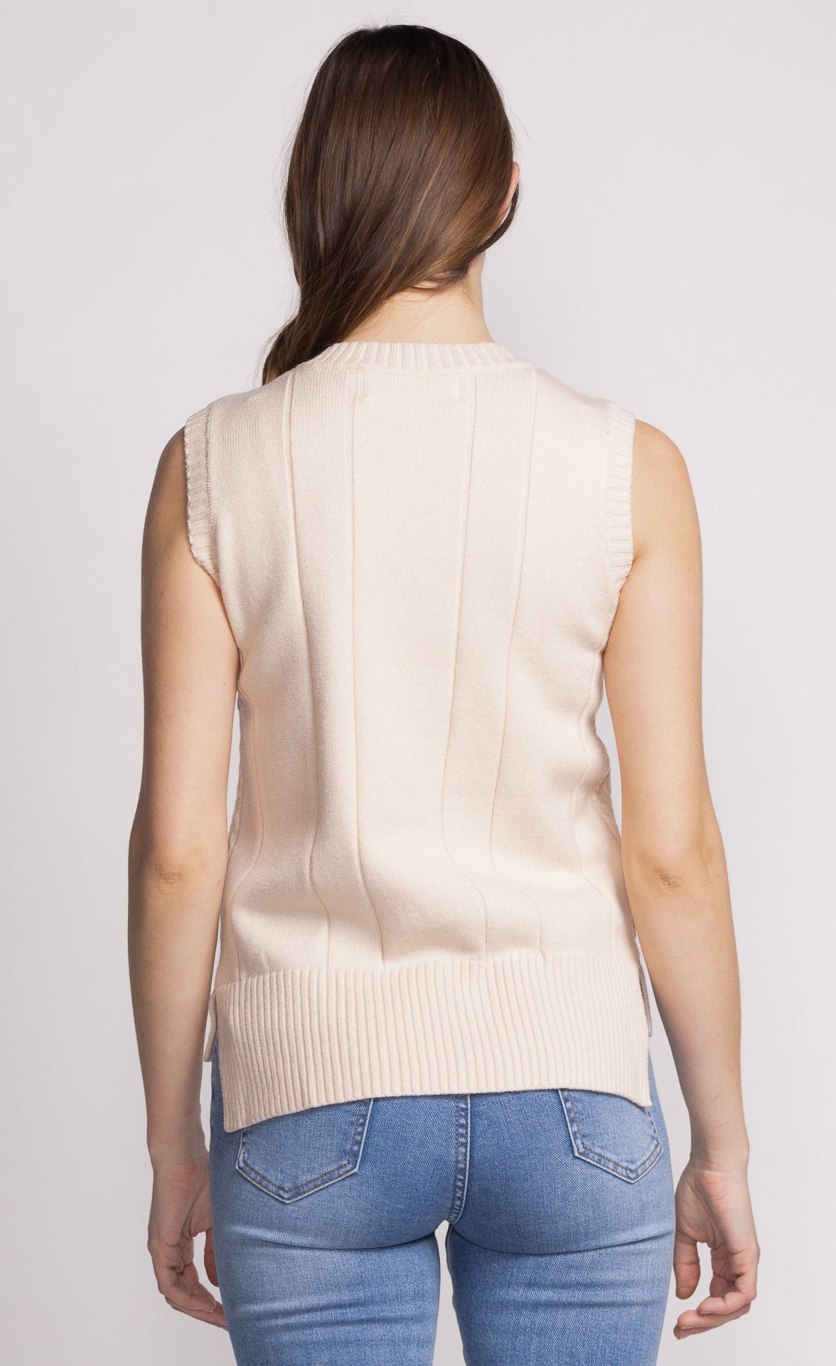 Holly Ribbed & Textured Knit Vest. Style PMSW-2469OW