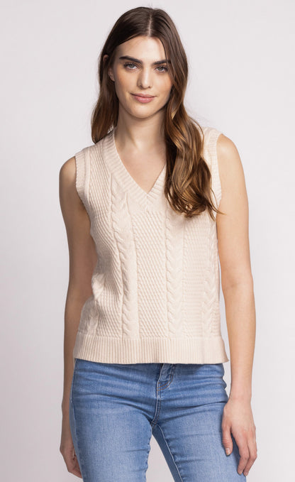 Holly Ribbed & Textured Knit Vest. Style PMSW-2469OW