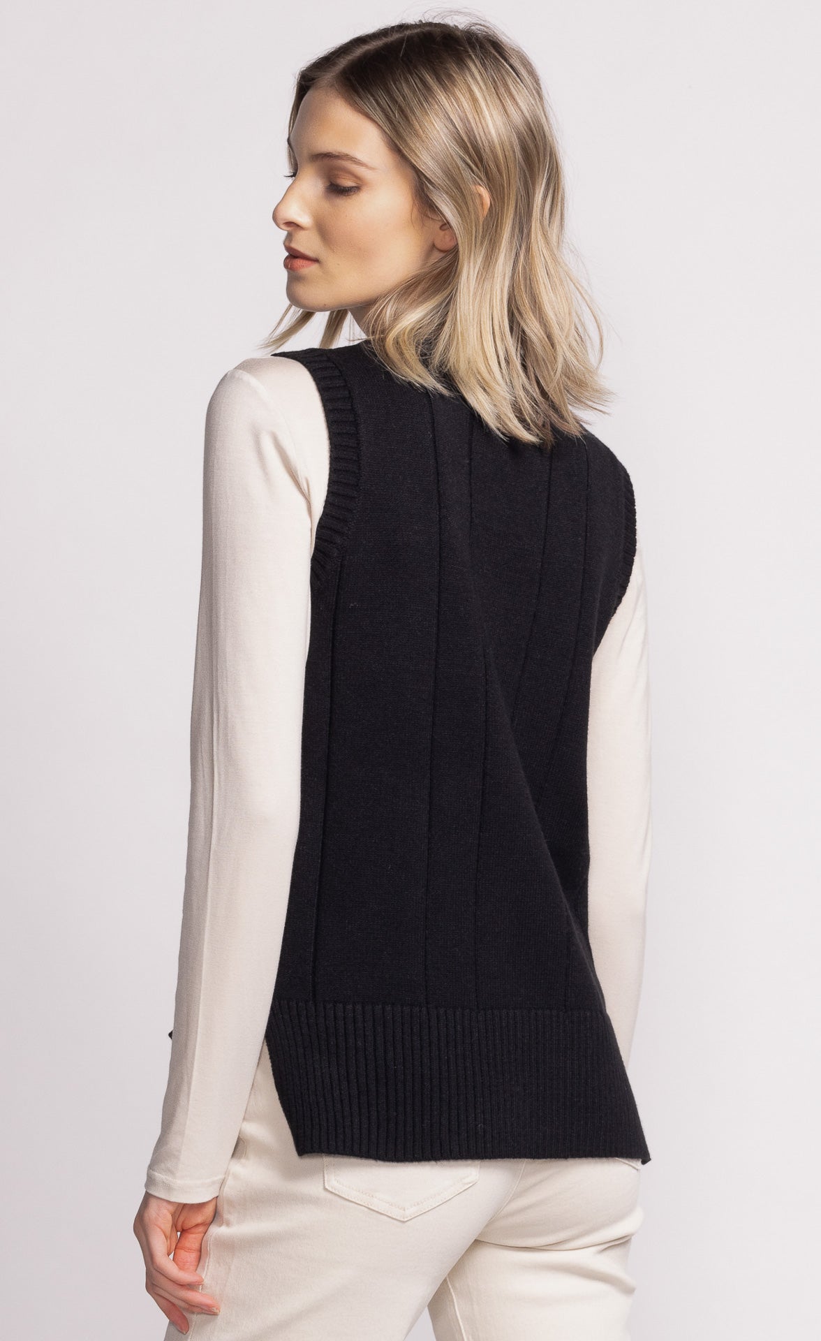 Holly Ribbed & Textured Knit Vest. Style PMSW-2469