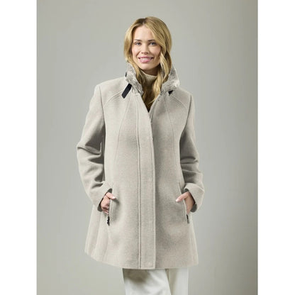 Belt Buckle & Fur Lined Stand Statement Collar Wool Coat. Style JUN2417