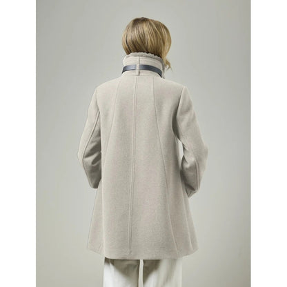 Belt Buckle & Fur Lined Stand Statement Collar Wool Coat. Style JUN2417