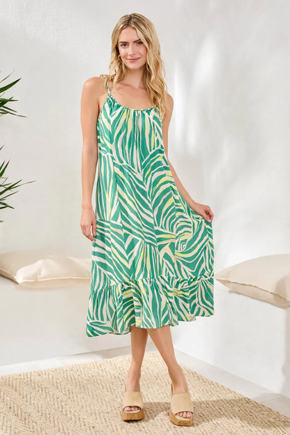 Braided Straps Flounce-Hem Midi Dress. Style TR3059O-3880