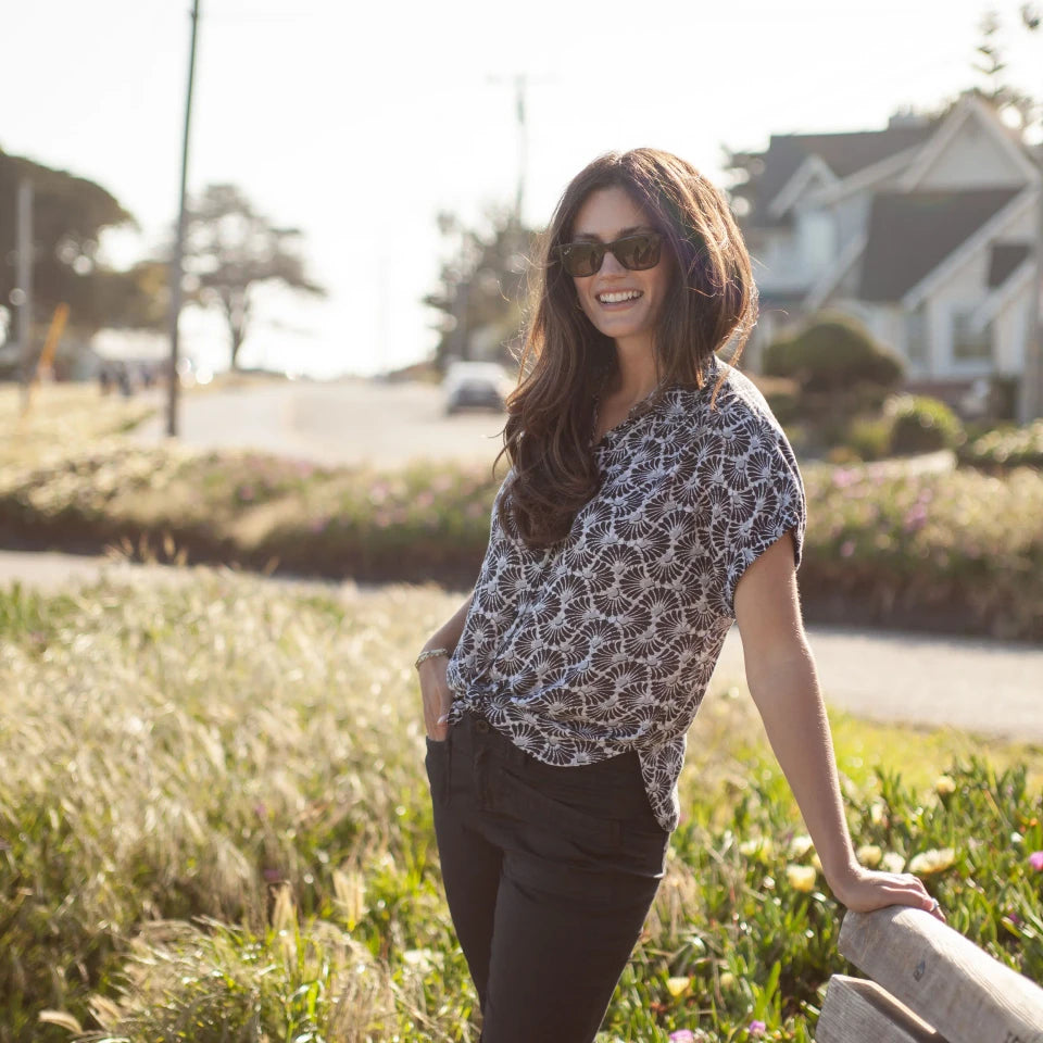 Sorrento Drop Shoulder Button Down Top. Style AVJ316282
