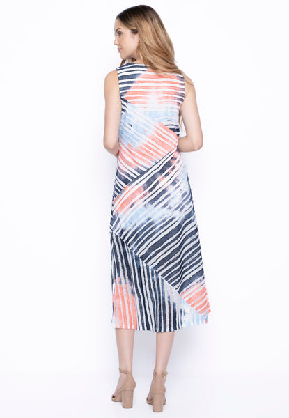 Frayed Edge & Pointelle Knit Striped Dress. Style PYJC655VY