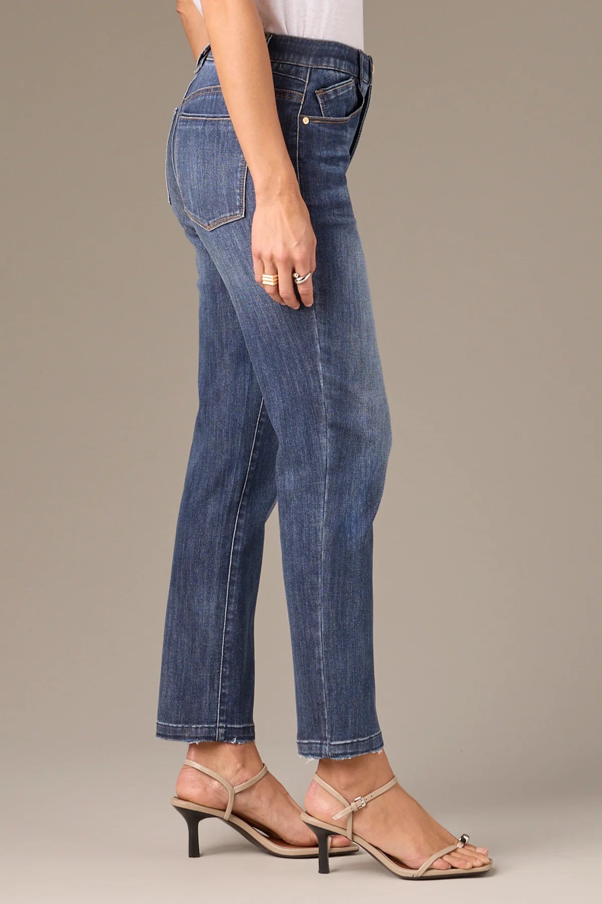 Logan High Rise Distressed Hem Vintage Skinny Jeans. Style WWP2817K1F