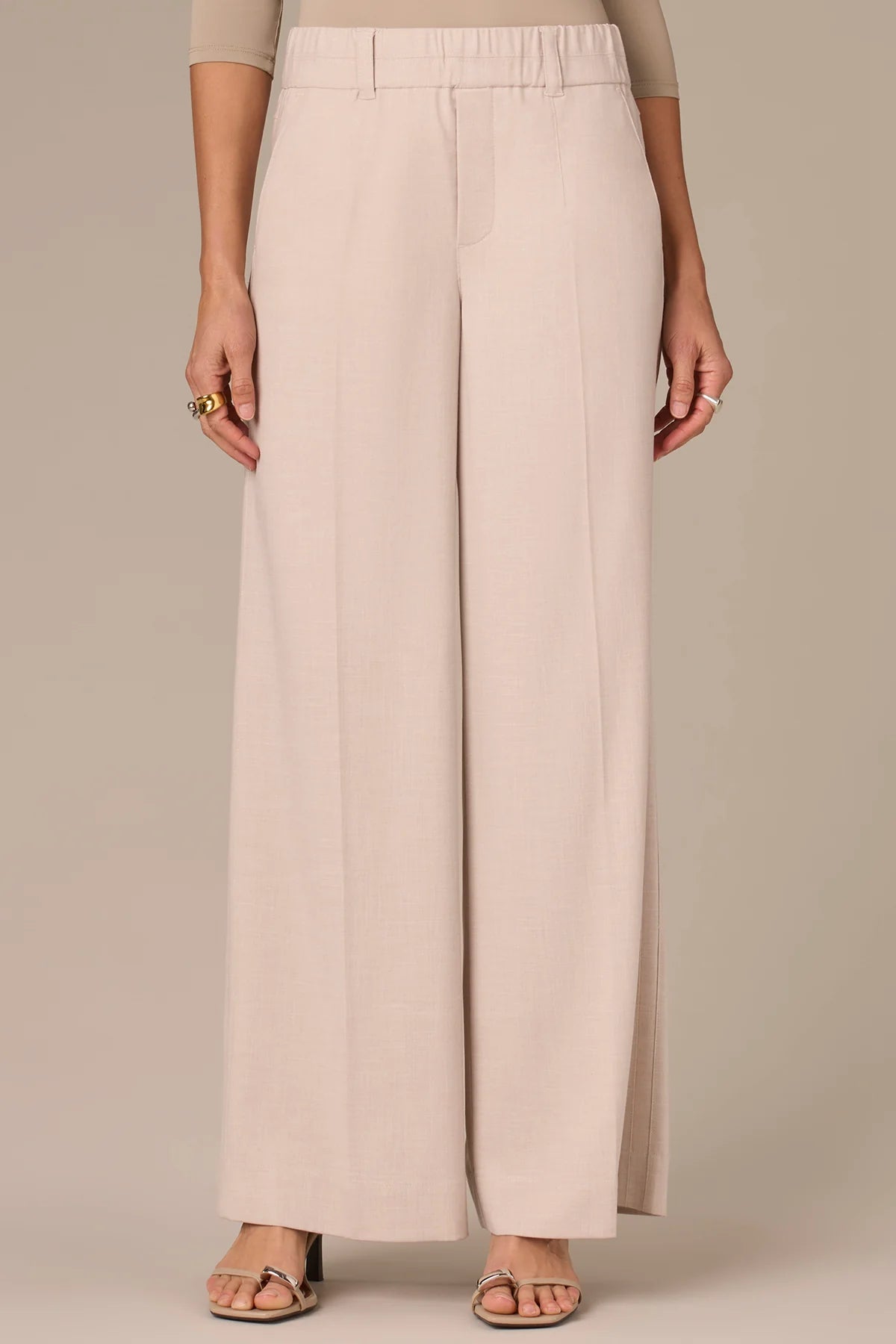 Skyrise Pull-On Double Side Seam Wide Leg Trousers. Style WWP2996GP3E