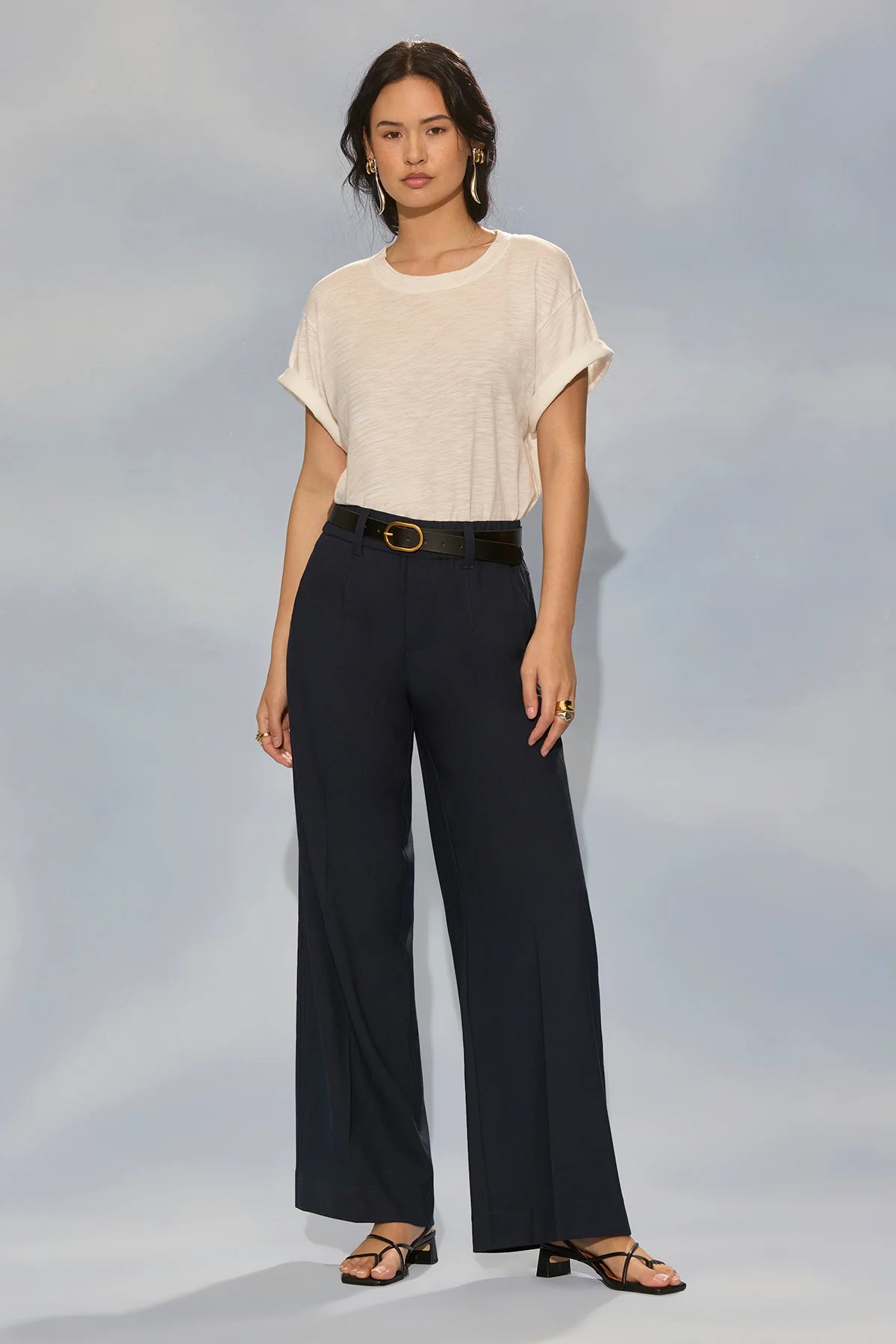 Skyrise Pull-On Double Side Seam Wide Leg Trousers. Style WWP2996GP3E
