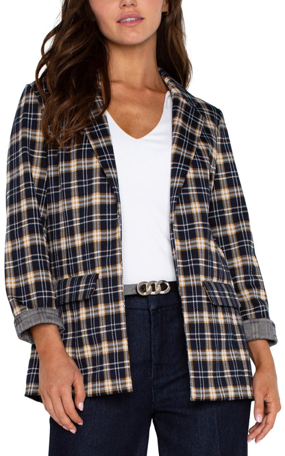 Tartan Plaid Boyfriend Blazer. Style LVLM1210NG13