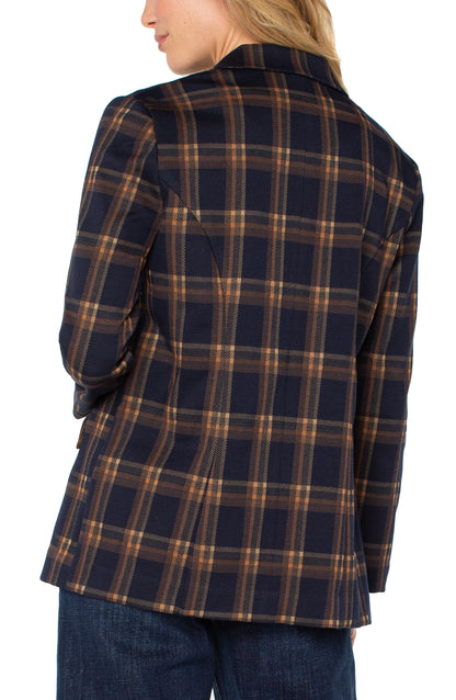 Open Front Plaid Boyfriend Blazer. Style LVLM1210NW15