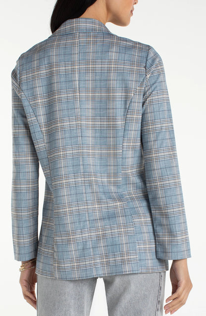 Plaid Boyfriend Style Open Front Blazer. Style LVLM1210TL57