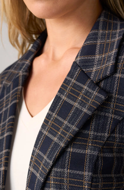 Open Front Plaid Boyfriend Blazer. Style LVLM1210TY03