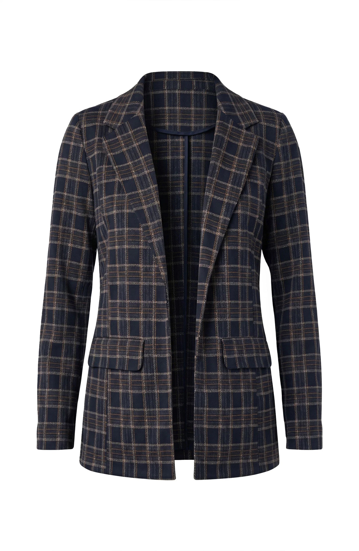Open Front Plaid Boyfriend Blazer. Style LVLM1210TY03