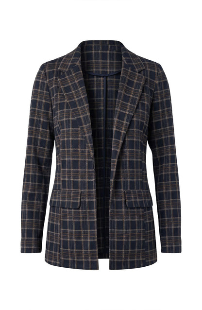 Open Front Plaid Boyfriend Blazer. Style LVLM1210TY03