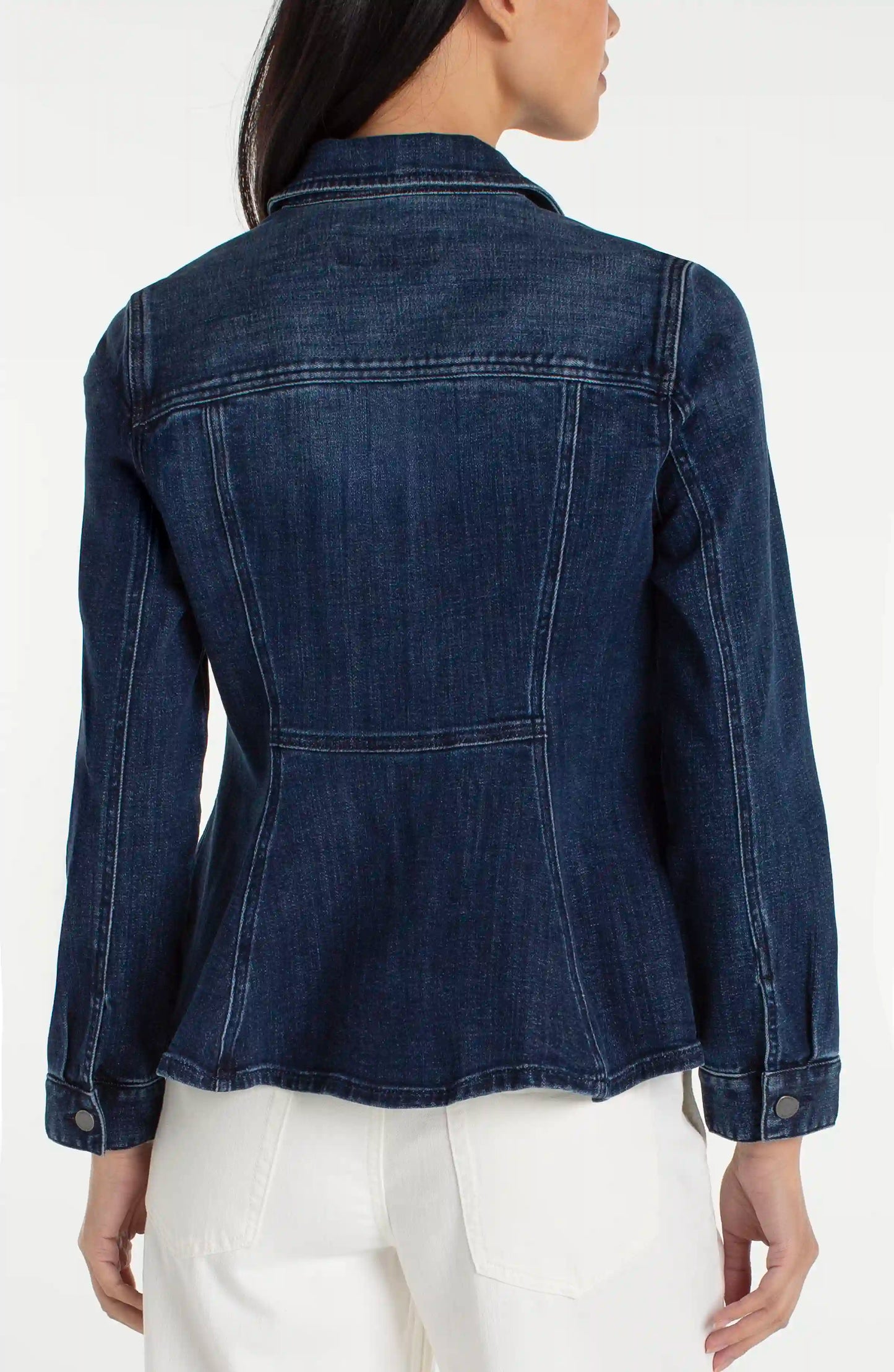 Fit & Flare Button Front Denim Jacket. Style LVLM1C40CH4