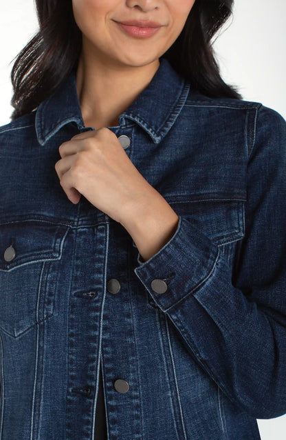 Fit & Flare Button Front Denim Jacket. Style LVLM1C40CH4