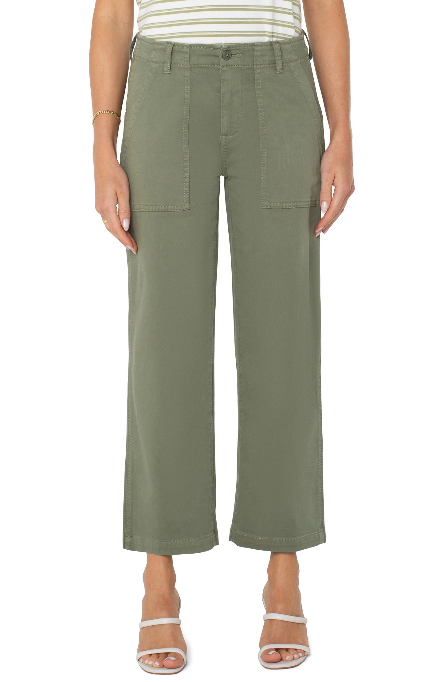 Stretch Twill Cargo Wide Leg Crop. Style LVLM5674L12