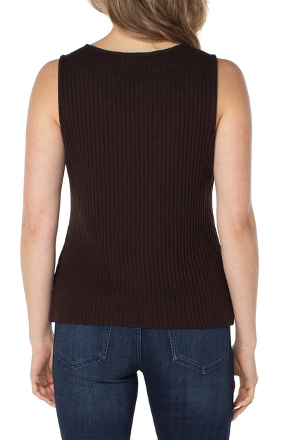 Sleeveless Boat Neck Rib Knit Top. Style LVLM8747K61