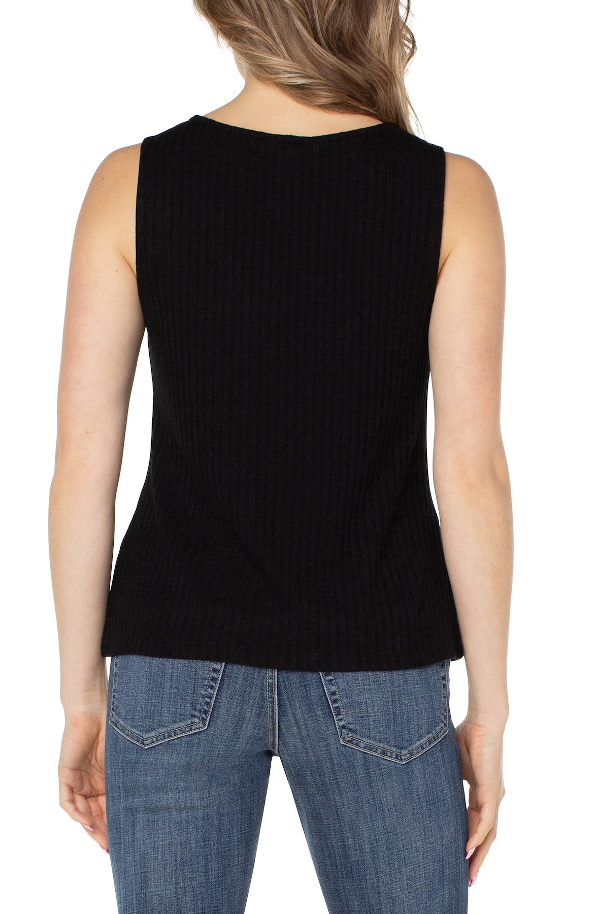 Sleeveless Boat Neck Rib Knit Top. Style LVLM8747K61