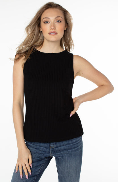 Sleeveless Boat Neck Rib Knit Top. Style LVLM8747K61