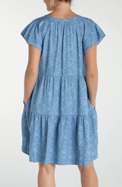 Tiered Flutter Sleeve Dress. Style LVLM8A90TLQ