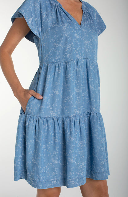 Tiered Flutter Sleeve Dress. Style LVLM8A90TLQ