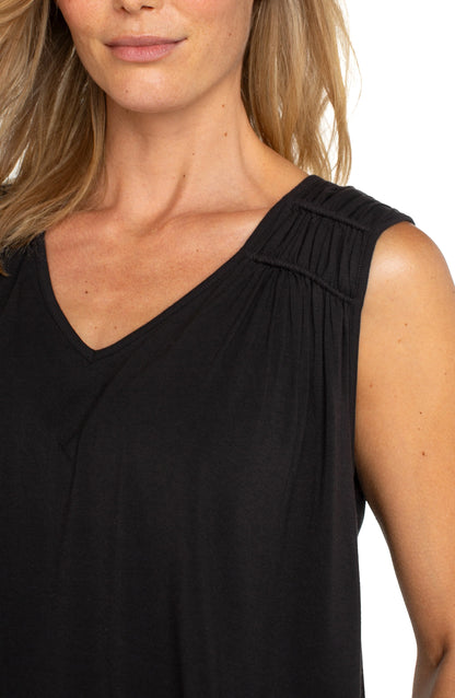 Shirred Shoulder Sleeveless Knit Top. Style LVLM8D93VMK