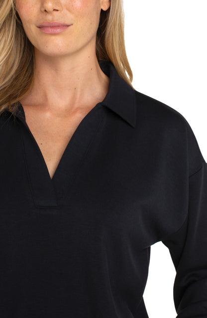 V-Neck Collared Soft Knit Top. Style LVLM8H49C9