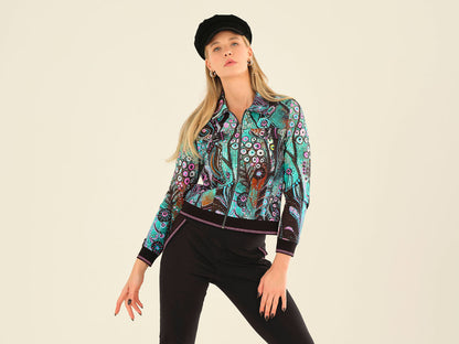 "Enchanted Island" Artist Print Collared Jacket. Style DOLC75729