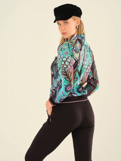 "Enchanted Island" Artist Print Collared Jacket. Style DOLC75729