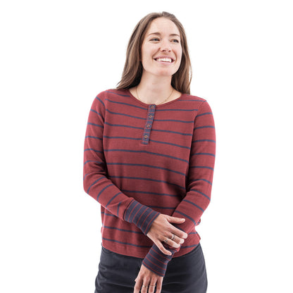 Striped Long Sleeve Henley Top. Style AVM13357XWF5