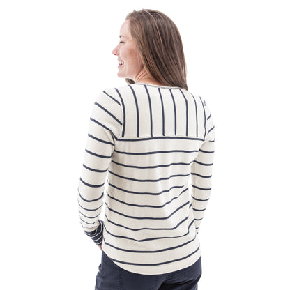 Striped Long Sleeve Henley Top. Style AVM13357XWF5