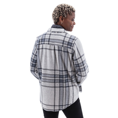 Button-Up Plaid Boyfriend Shirt. Style AVM18332CY