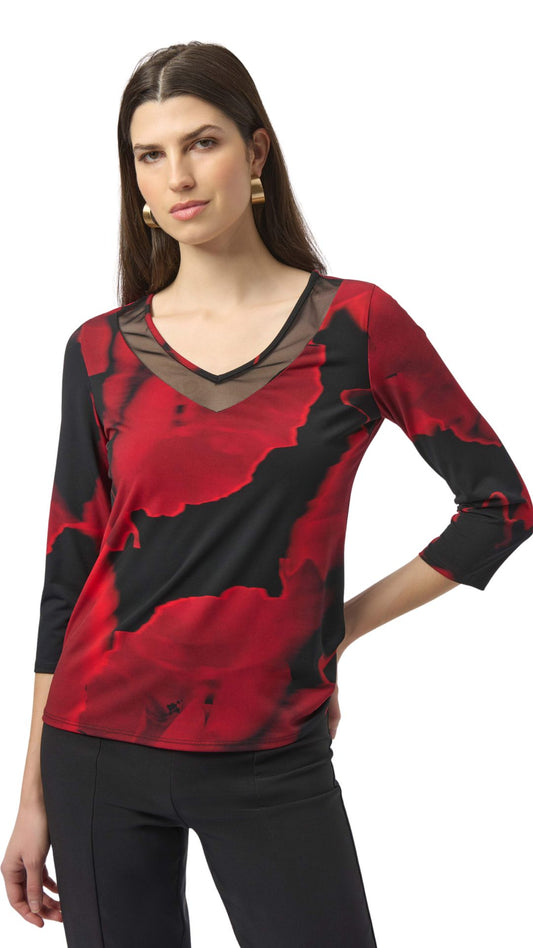 Silky Knit Abstract Print Fitted Top. Style JR254095
