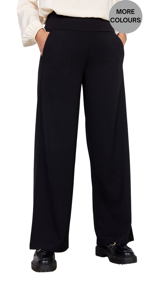 Black Wide Leg Pull-On Pant. Style SOYA4F26188