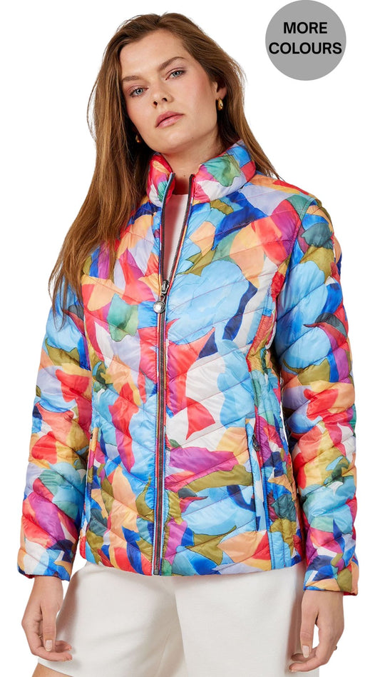Reversible Patterned/Solid Lightweight Puffer Jacket. Style FR226