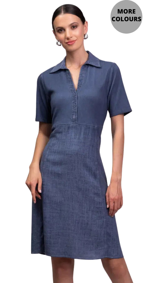 Y-Neck Collared T-Shirt Dress. Style ALSA45015