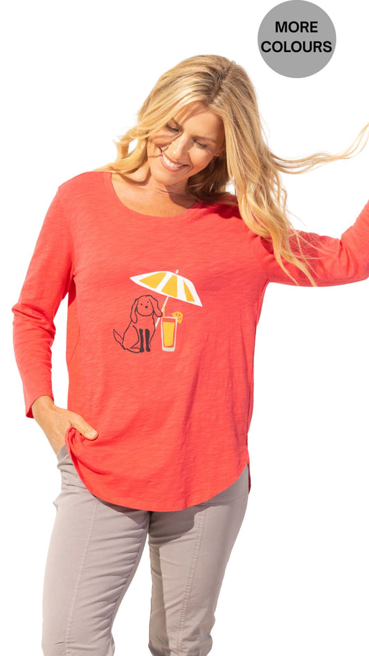 Destination Daiquiri Doggie Print Top. Style ESCE41704
